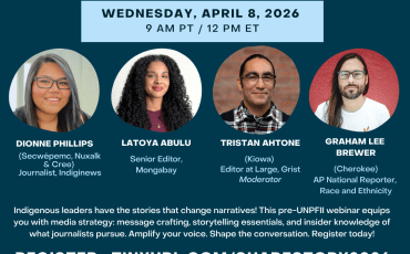 IJA, Grist and Cultural Survival to host virtual Share Your Story media literacy training April 8